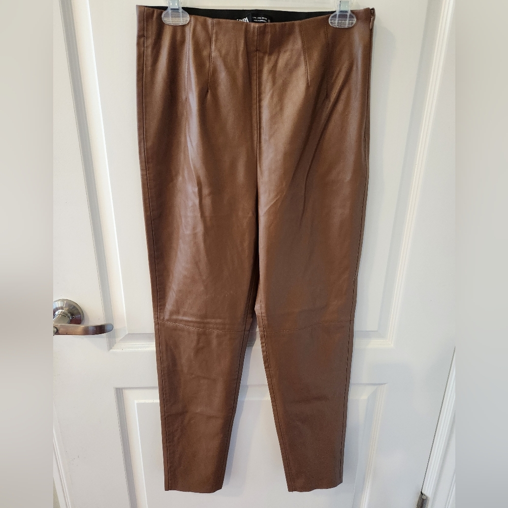 Zara Faux Leather Pants Brown Size L